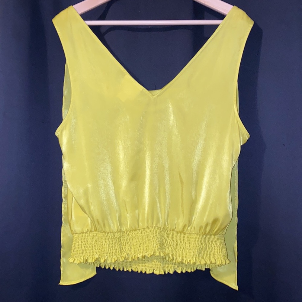 Maeve by Anthropologie Bow Tie Cowl Neck V-back Tank in Citrine size 14